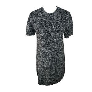 Zara Short Sleeve Cozy Knit Scoop Neck Black and White Knit Sweater Dress Sz S‎